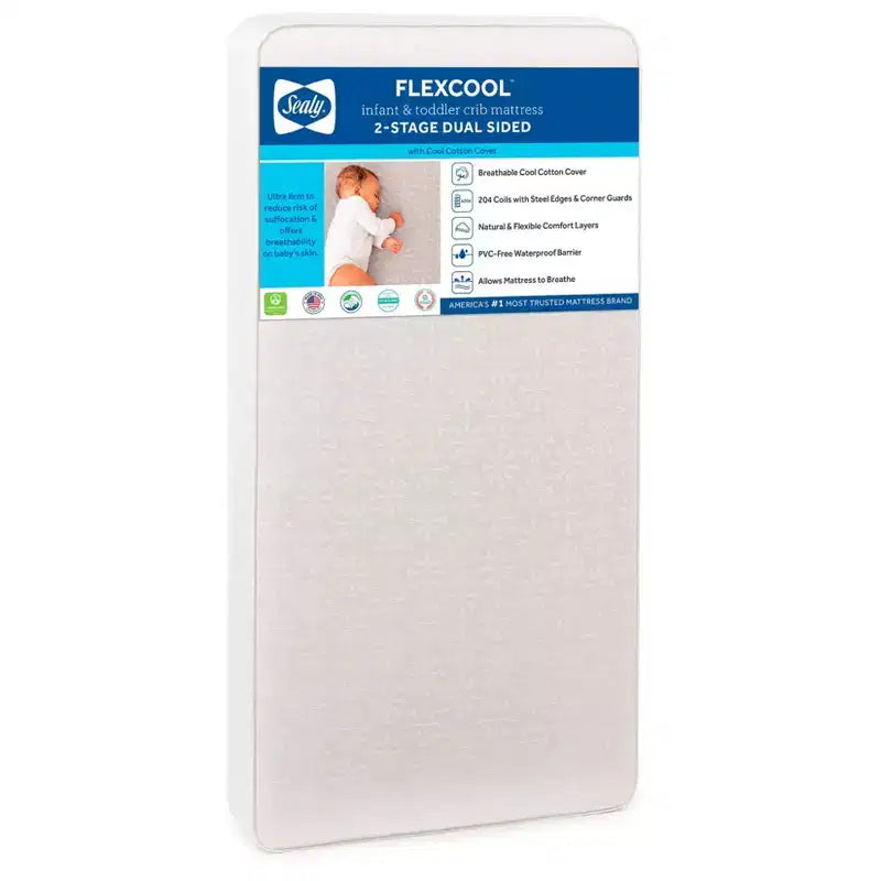 Sealy FlexCool 2-Stage Crib And Toddler Mattress: Hypoallergenic, Waterproof Cover, Firm, Innerspring