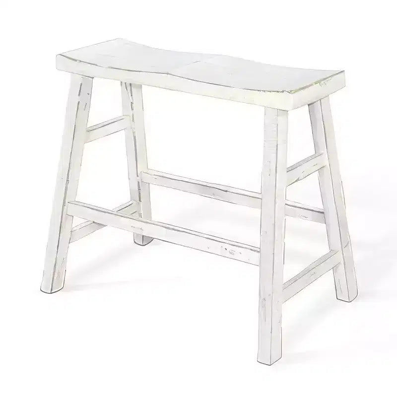 33 in. Wide Bar Height Bench with Trestle Legs and Footrests, Solid Mahogany Wood
