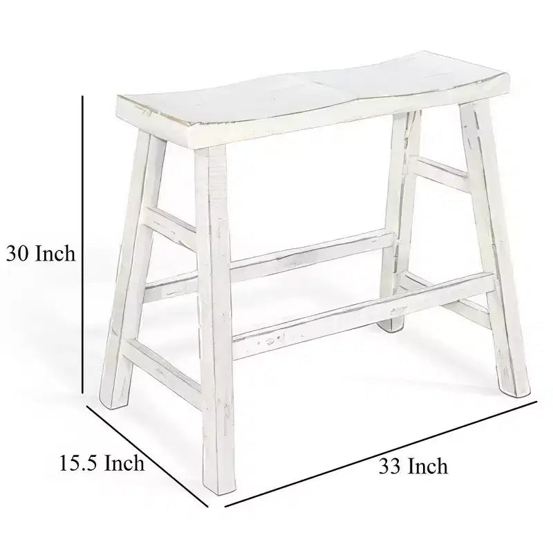 33 in. Wide Bar Height Bench with Trestle Legs and Footrests, Solid Mahogany Wood