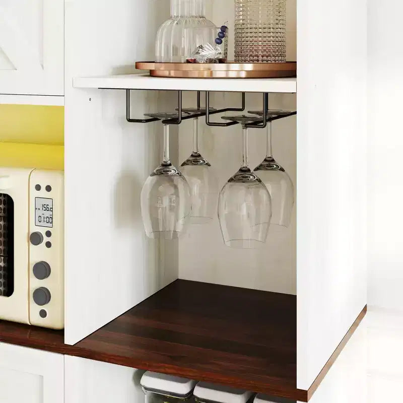 71 in. Tall Multifunctional Storage Cabinet with Wine Rack and Drawer, Antique White