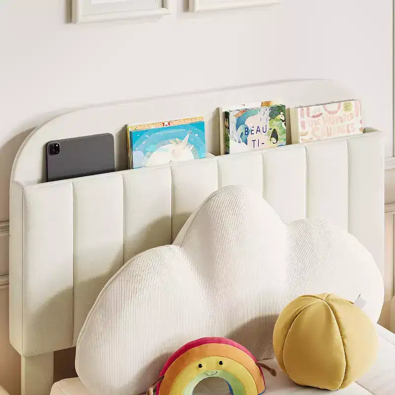 Twin Bed Frame with Drawer, Velvet Upholstered Platform BedFrame with Storage Headboard for Kids, No Box Spring Needed, Easy Assembly