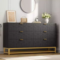 Dresser for Bedroom, 53.5 Large Dresser Organizer, 6 Drawer with Golden Metal Handle and Legs, Modern Chest of Drawers, Dressers with Drawers
