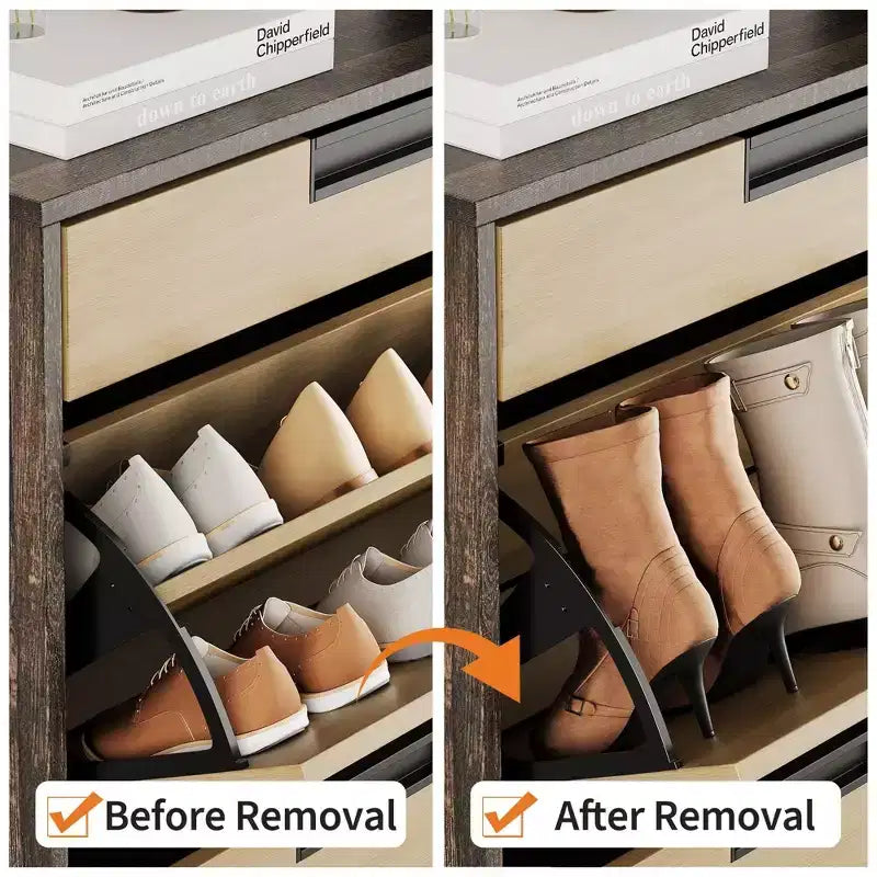 Shoe Cabinet with 2 Flip Drawers, Entryway Shoe Organizer with Drawer, Freestanding Hidden Narrow Shoe Rack Cabinet for Foyer, Hallway