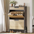Coolmee Shoe Cabinet with 2 Flip Drawers, Entryway Shoe Organizer with Drawer, Freestanding Hidden Narrow Shoe Rack Cabinet for Foyer, Hallway