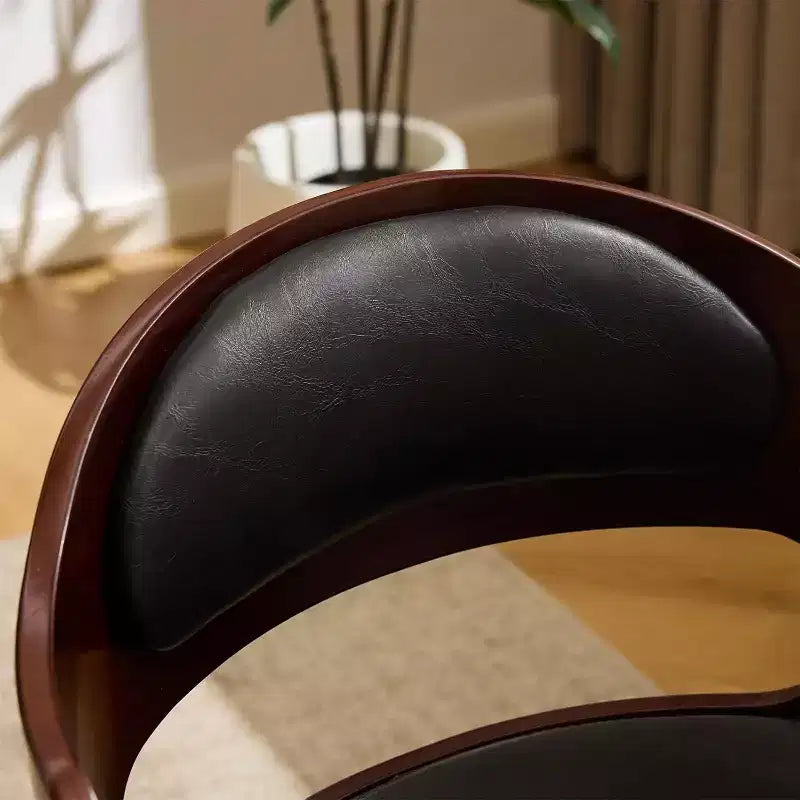 Armless Office Desk Chair, Dual-Use with or without Wheels, Adjustable Swivel Walnut Curved Task Chair for Study and Workspace
