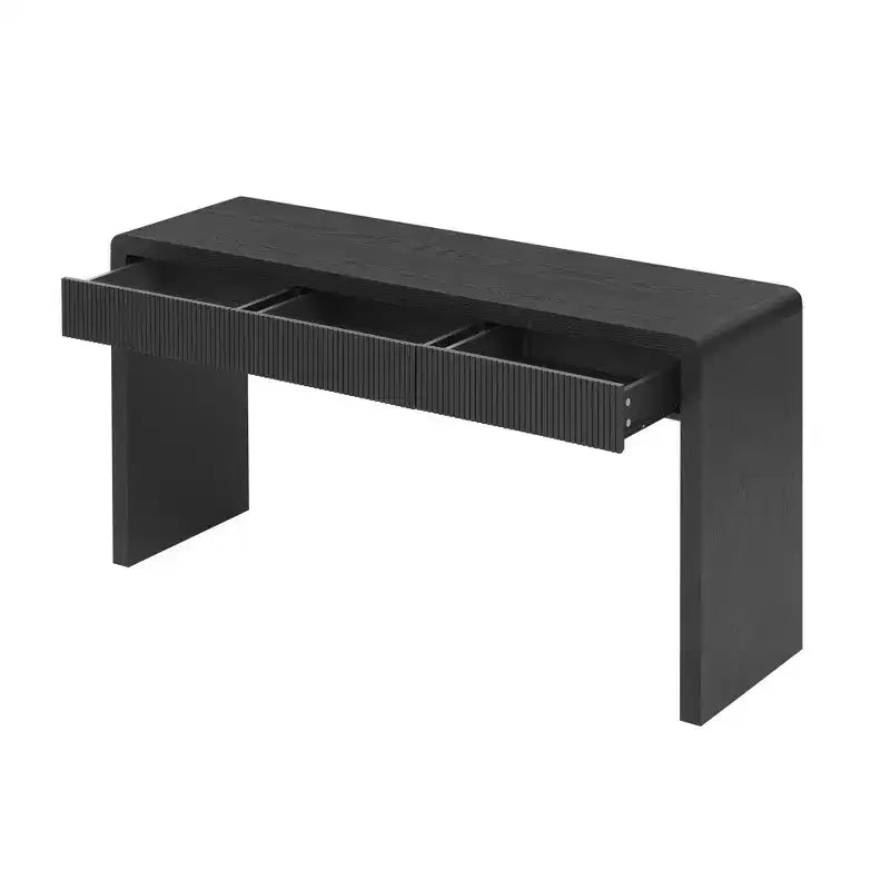 Rustic Modern Console Table with 3 Fluted Drawers, Entryway Hallway Accent Table