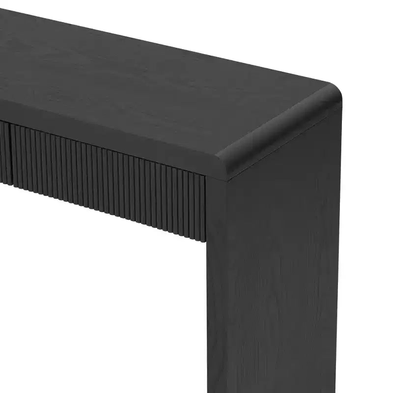 Rustic Modern Console Table with 3 Fluted Drawers, Entryway Hallway Accent Table