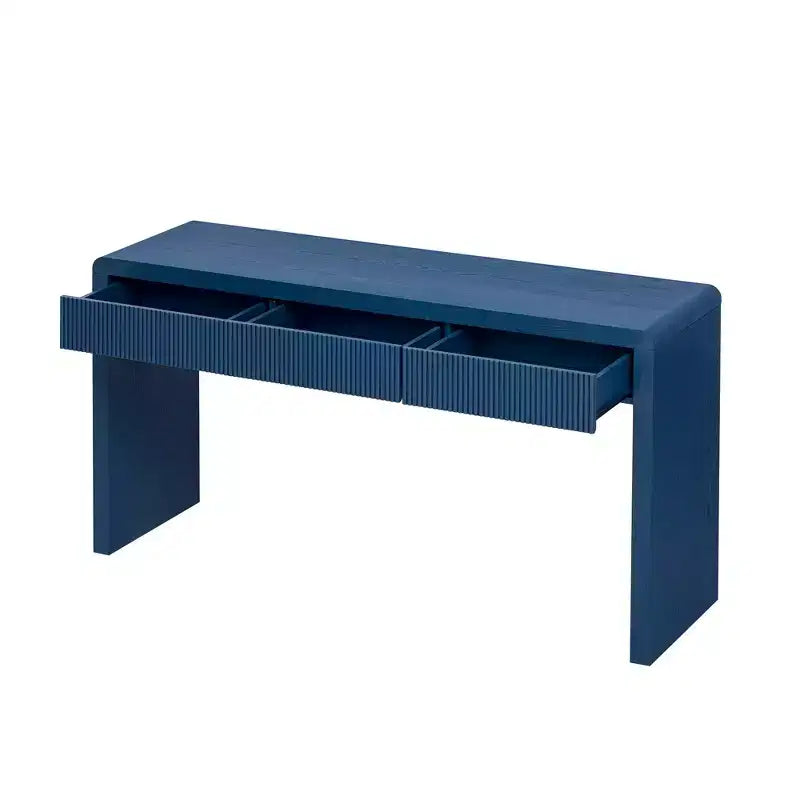 Rustic Modern Console Table with 3 Fluted Drawers, Entryway Hallway Accent Table