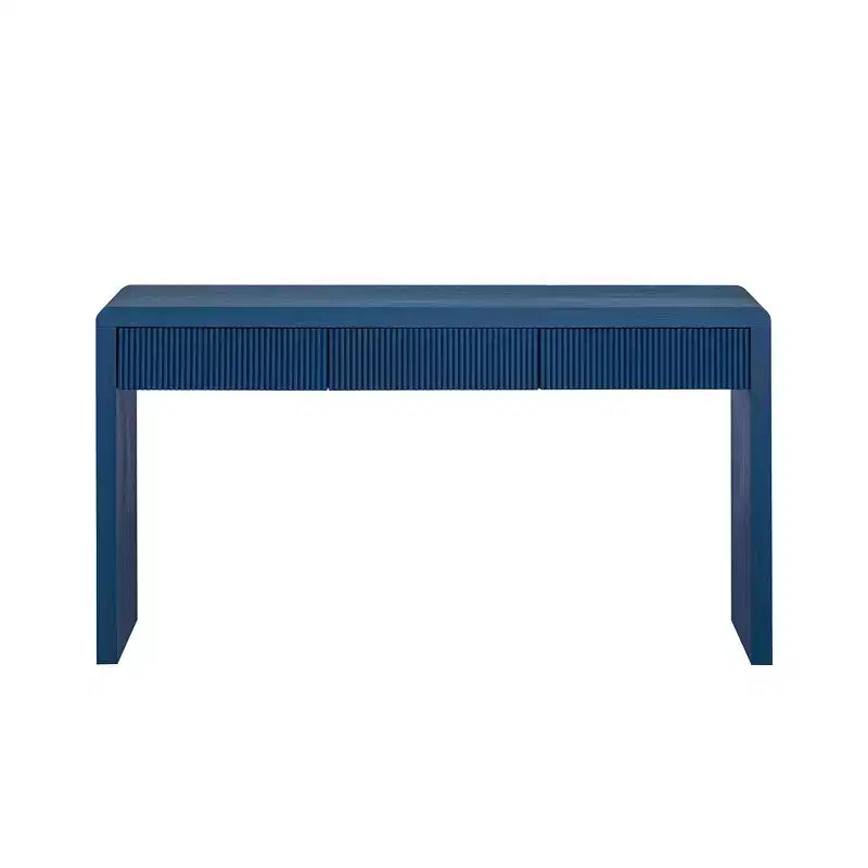 Rustic Modern Console Table with 3 Fluted Drawers, Entryway Hallway Accent Table