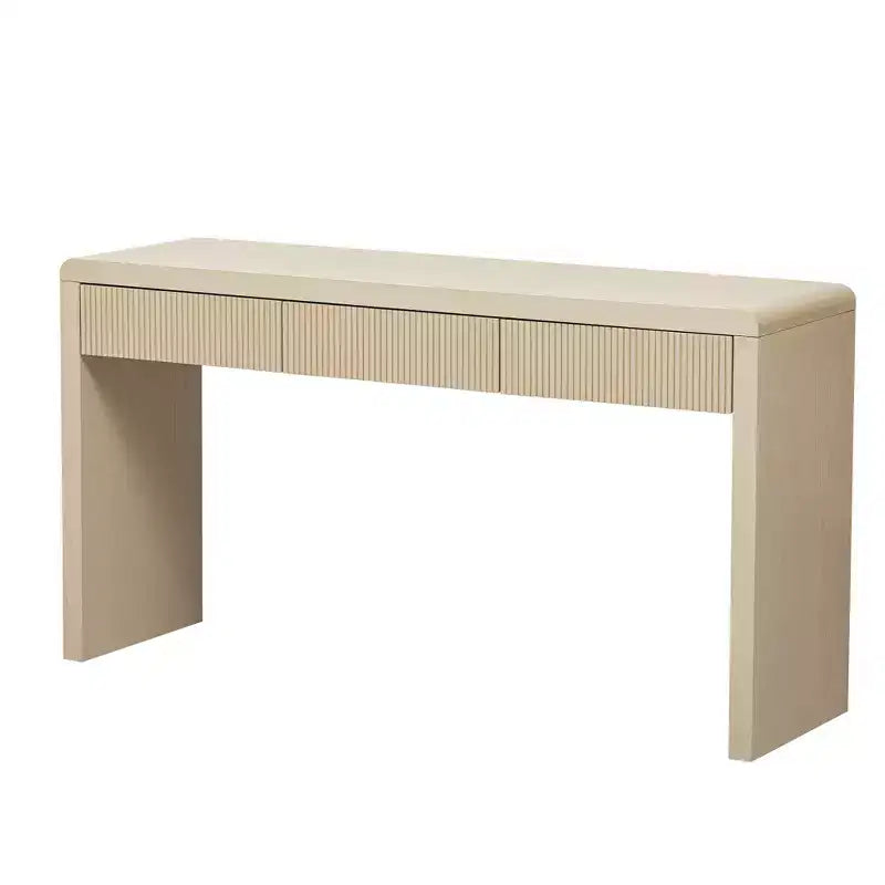 Rustic Modern Console Table with 3 Fluted Drawers, Entryway Hallway Accent Table
