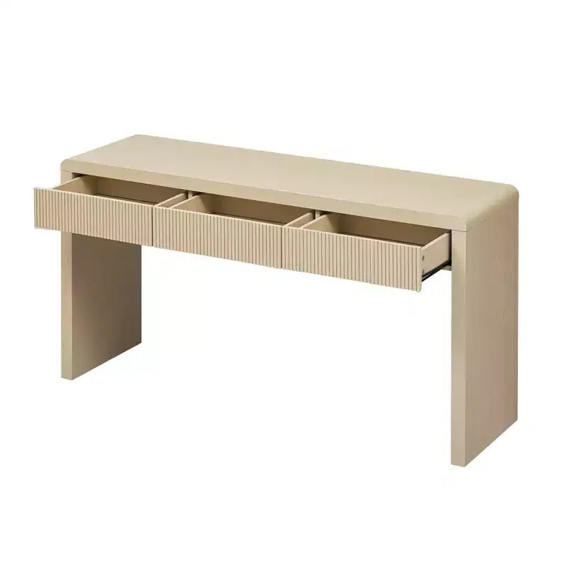 Rustic Modern Console Table with 3 Fluted Drawers, Entryway Hallway Accent Table