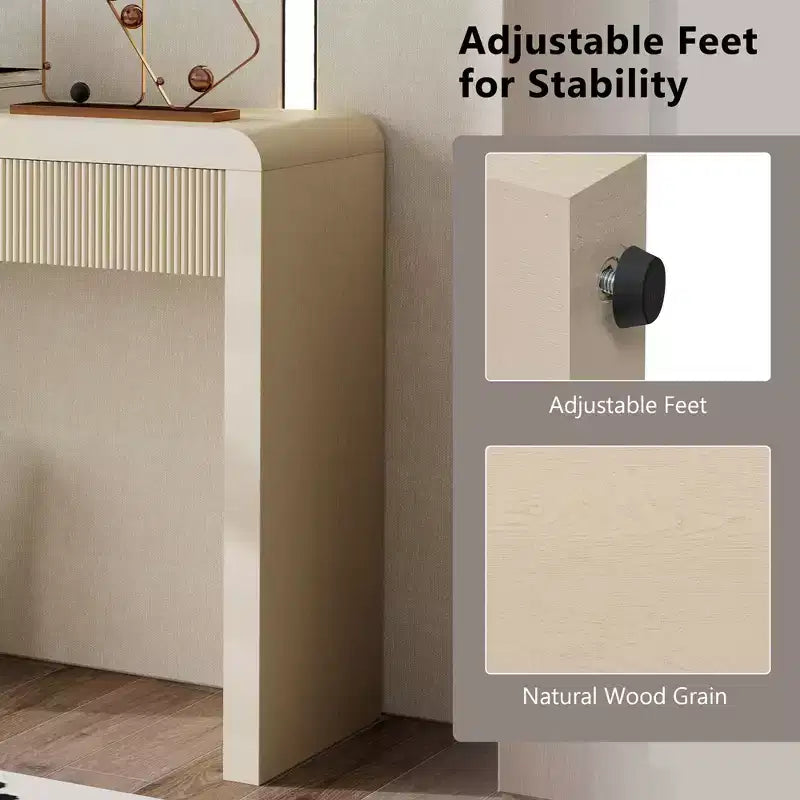 Rustic Modern Console Table with 3 Fluted Drawers, Entryway Hallway Accent Table
