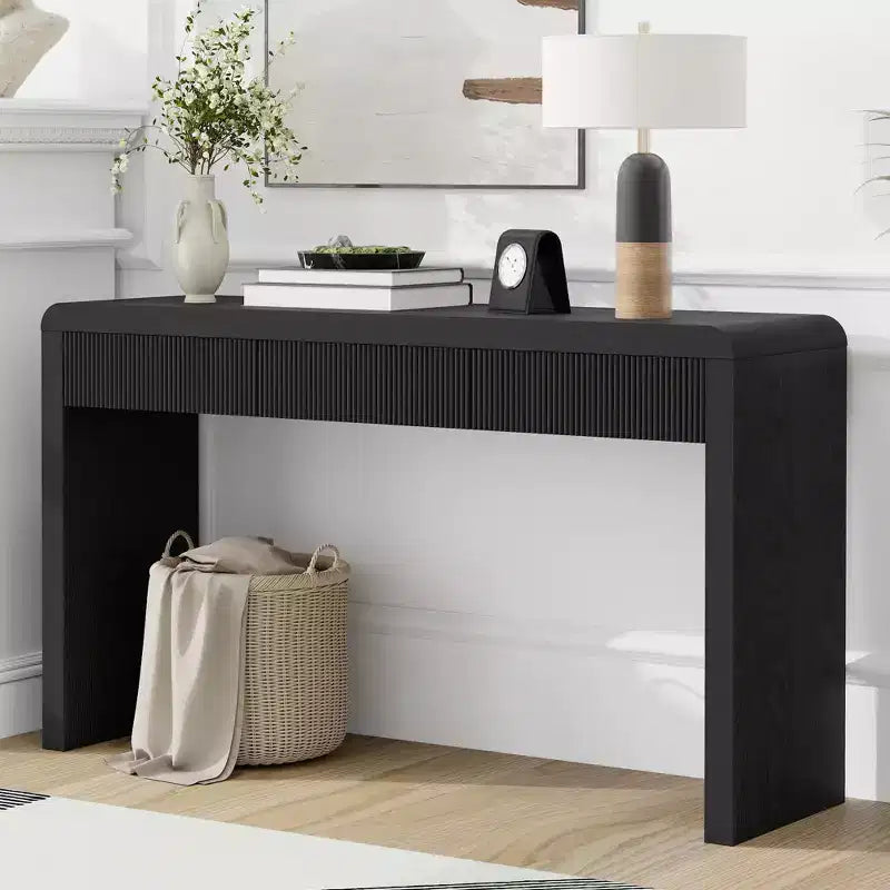 Rustic Modern Console Table with 3 Fluted Drawers, Entryway Hallway Accent Table