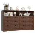 COZONY 6 Drawer Wood Dresser with LED Lights & Power Outlet, Modern Chest of Drawers 55 Wide TV Stand for Bedroom, Living Room, Entryway, Hallway