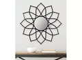 36 x 36 in. Flower Decorative Wall Mirror, Black Iron and Wood Frame