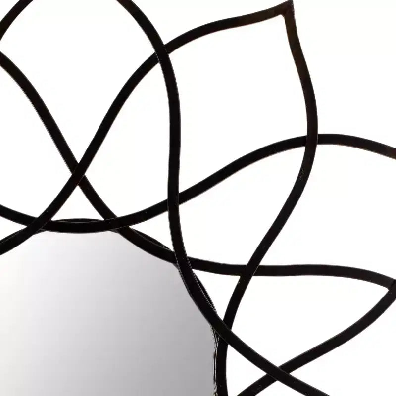 36 x 36 in. Flower Decorative Wall Mirror, Black Iron and Wood Frame