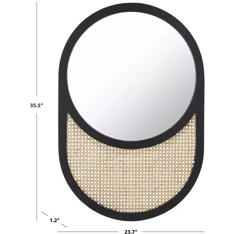 23.7 x 35.5 in. Decorative Wall Mirror, Black and Natural MDF Frame