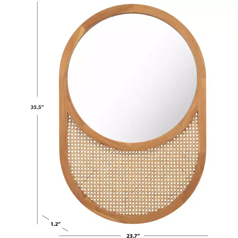 23.7 x 35.5 in. Decorative Wall Mirror, Black and Natural MDF Frame