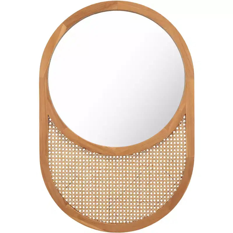 23.7 x 35.5 in. Decorative Wall Mirror, Black and Natural MDF Frame