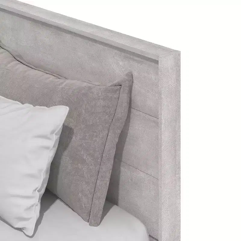 King Size Platform Bed with Headboard, Dusty Grey Oak, LVL Slat System