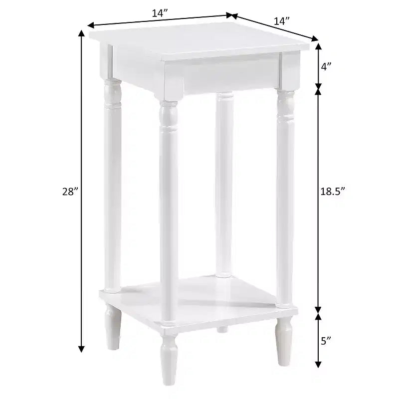 Two-Tier End Table with Shelf and Turned Legs, Traditional Style for Living Room, Bedroom