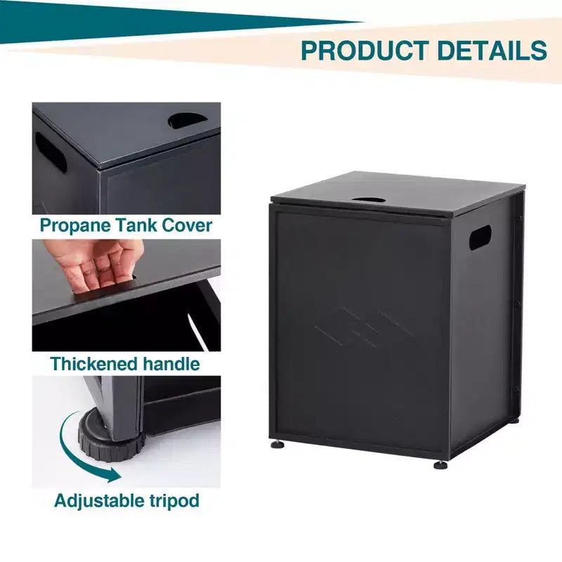 20Lb Propane Tank Cover and Side Table, Weatherproof Storage Box Specifically Designed, Portable Shell with Handle