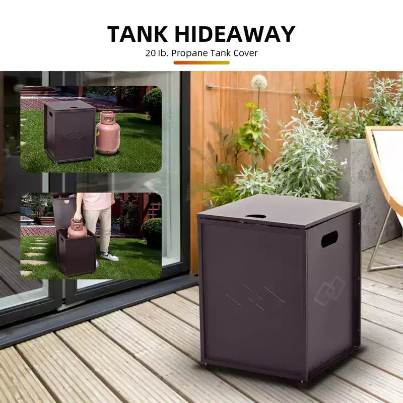 20Lb Propane Tank Cover and Side Table, Weatherproof Storage Box Specifically Designed, Portable Shell with Handle