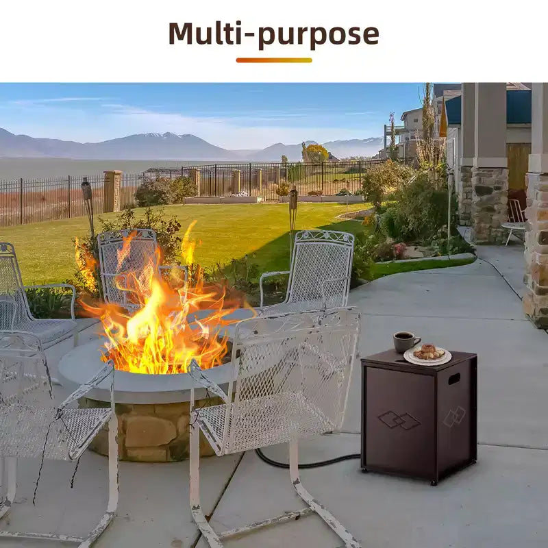 20Lb Propane Tank Cover and Side Table, Weatherproof Storage Box Specifically Designed, Portable Shell with Handle