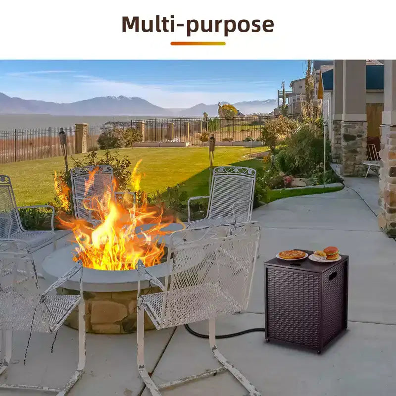 20Lb Propane Tank Cover and Side Table, Weatherproof Storage Box Specifically Designed, Portable Shell with Handle