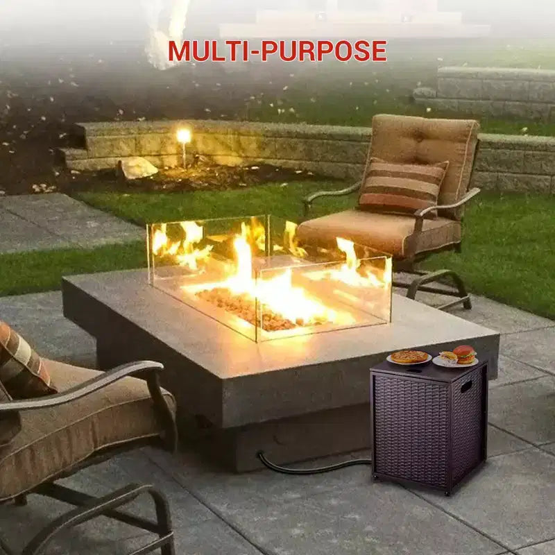 20Lb Propane Tank Cover and Side Table, Weatherproof Storage Box Specifically Designed, Portable Shell with Handle