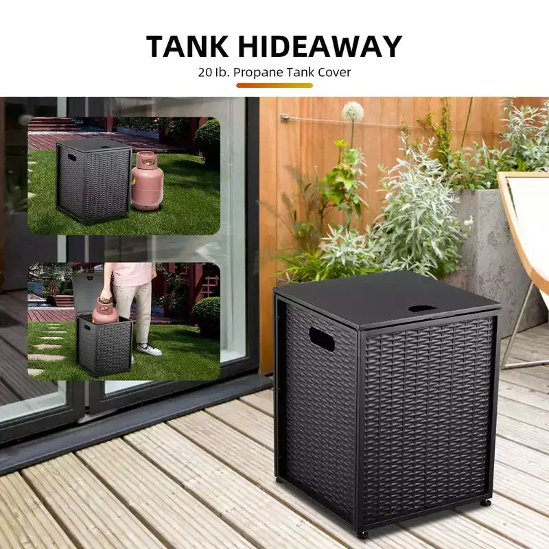 20Lb Propane Tank Cover and Side Table, Weatherproof Storage Box Specifically Designed, Portable Shell with Handle
