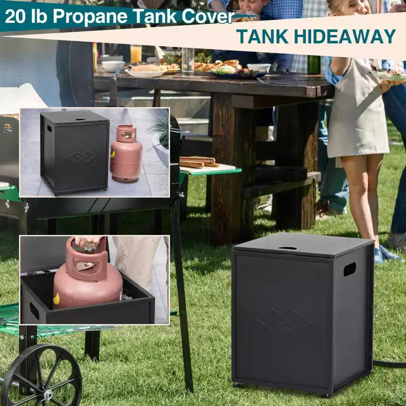 20Lb Propane Tank Cover and Side Table, Weatherproof Storage Box Specifically Designed, Portable Shell with Handle