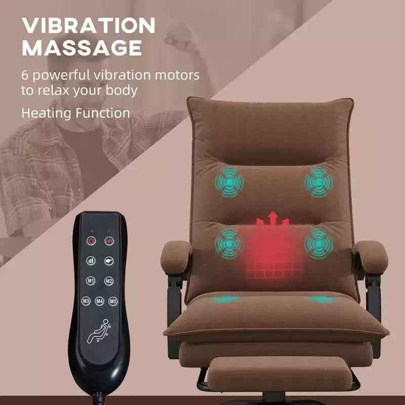 Executive Office Chair with Massage Function, 6-Point Heated Computer Chair with Footrest and Armrest