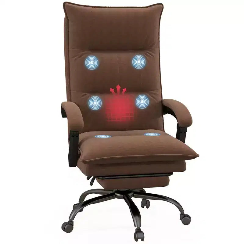 Executive Office Chair with Massage Function, 6-Point Heated Computer Chair with Footrest and Armrest