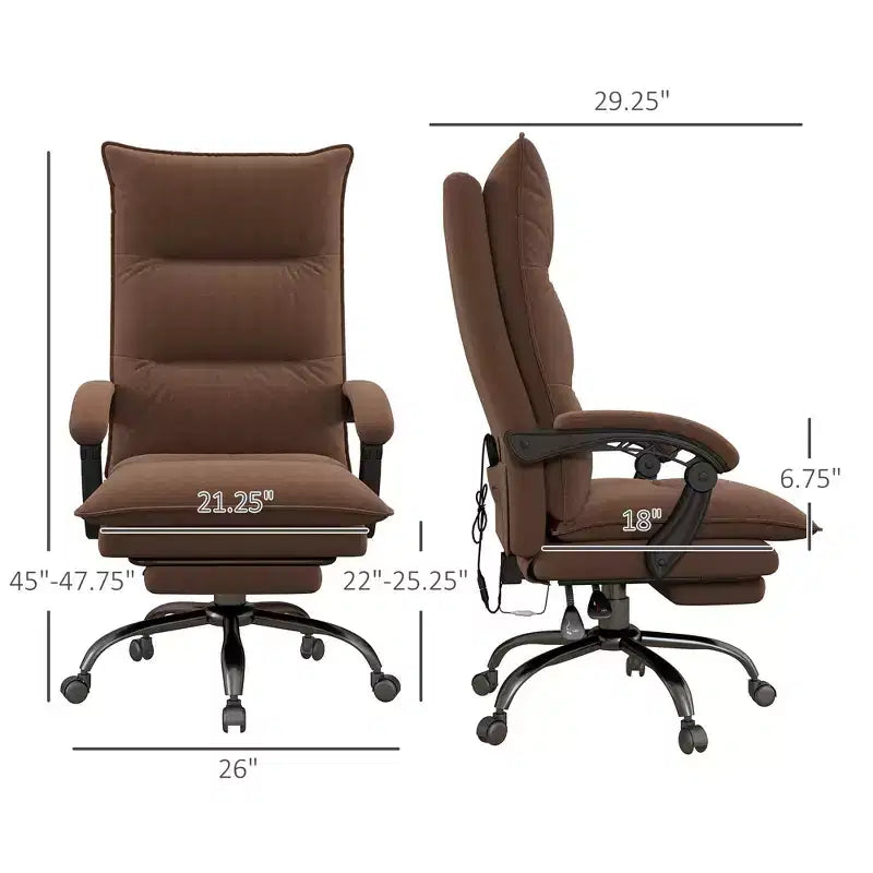 Executive Office Chair with Massage Function, 6-Point Heated Computer Chair with Footrest and Armrest