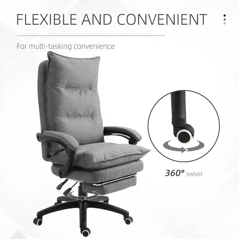 Executive Office Chair with Massage Function, 6-Point Heated Computer Chair with Footrest and Armrest