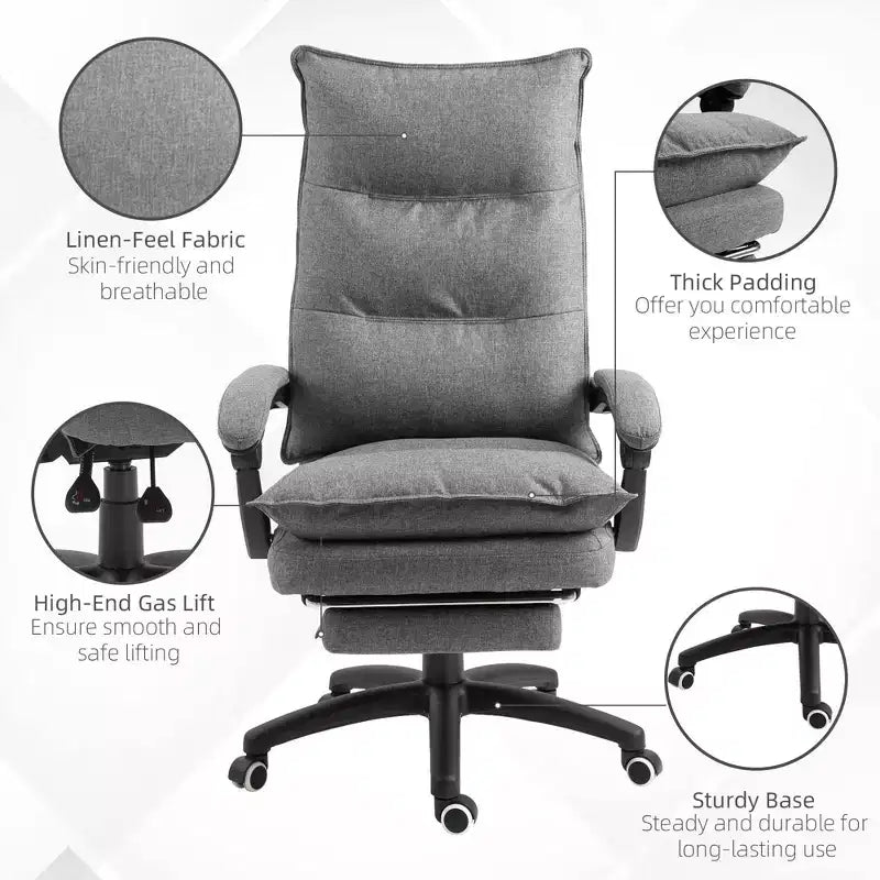 Executive Office Chair with Massage Function, 6-Point Heated Computer Chair with Footrest and Armrest