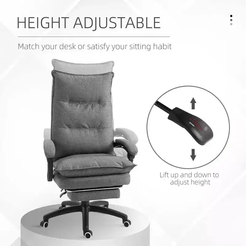 Executive Office Chair with Massage Function, 6-Point Heated Computer Chair with Footrest and Armrest