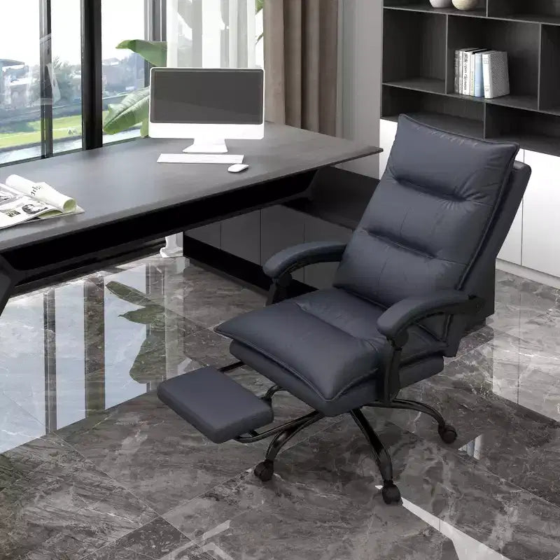 Executive Office Chair with Massage Function, 6-Point Heated Computer Chair with Footrest and Armrest