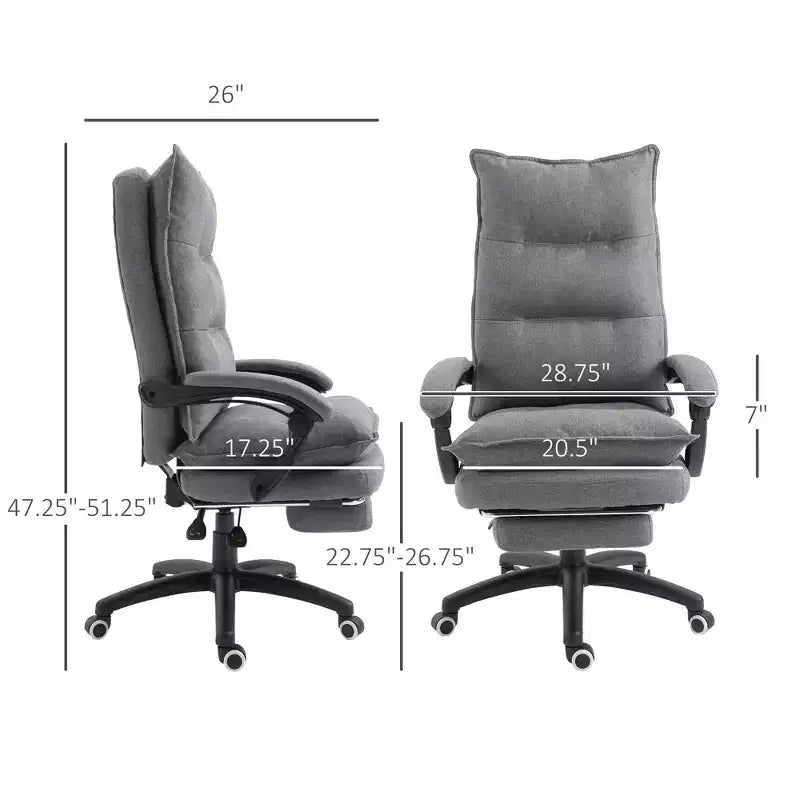 Executive Office Chair with Massage Function, 6-Point Heated Computer Chair with Footrest and Armrest