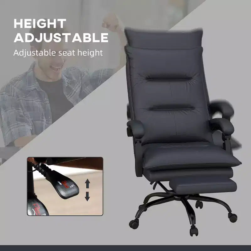 Executive Office Chair with Massage Function, 6-Point Heated Computer Chair with Footrest and Armrest