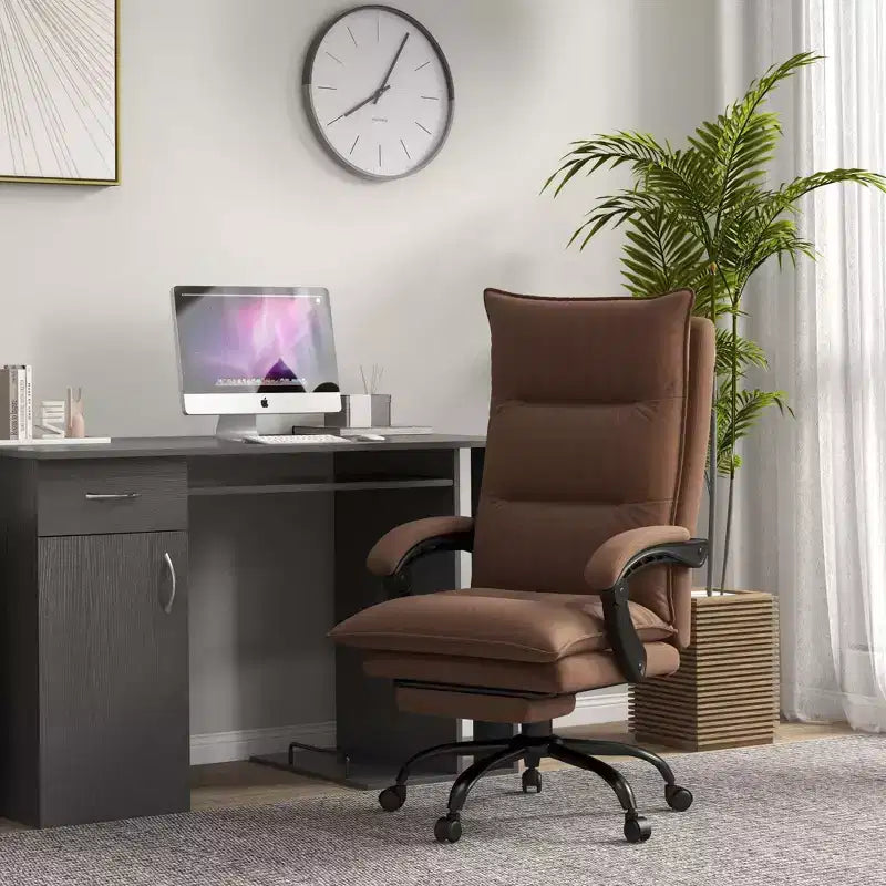 Okak Executive Office Chair with Massage Function, 6 Vibration Points Heated Computer Chair with Footrest and Armrest, Comfy Chair for Home