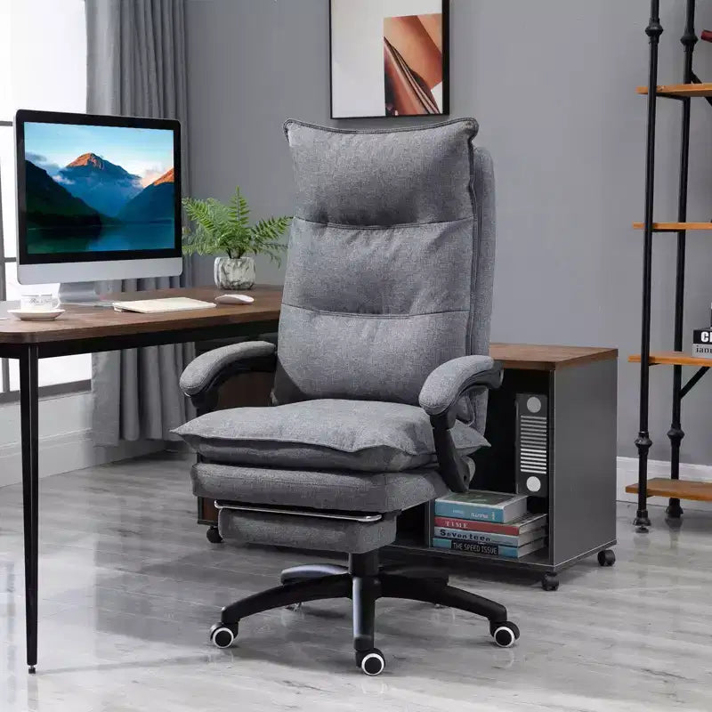 Executive Office Chair with Massage Function, 6-Point Heated Computer Chair with Footrest and Armrest