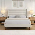 Queen/King Size Platform Bed Frame with High Headboard Upholstered, Chenille - ModernLuxe