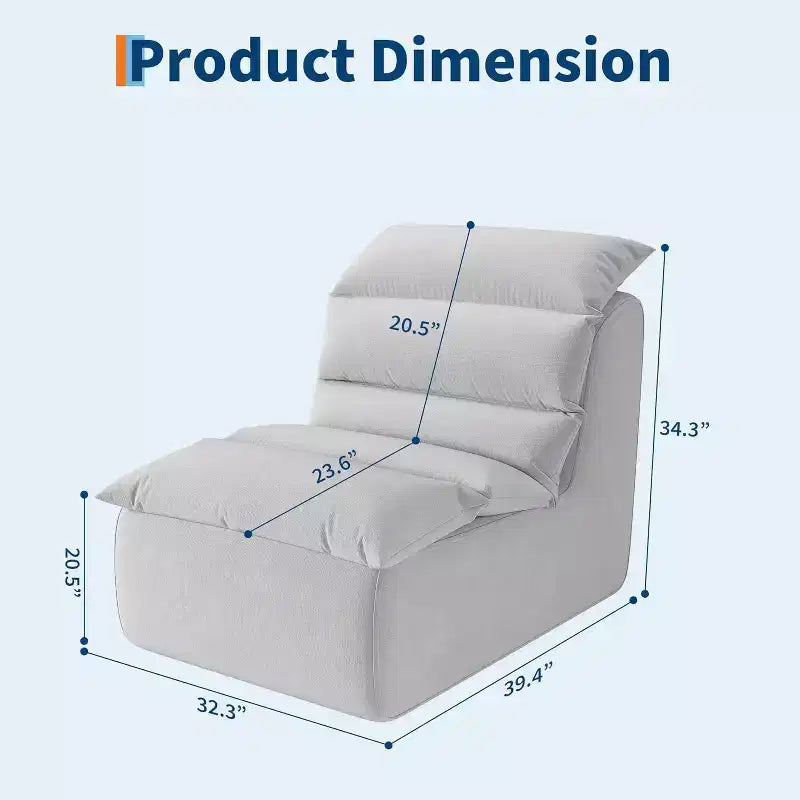 Lazy Floor Sofa with High-Resilience Foam and Non-Slip Base for Gaming, Living Room or Bedroom, Gray