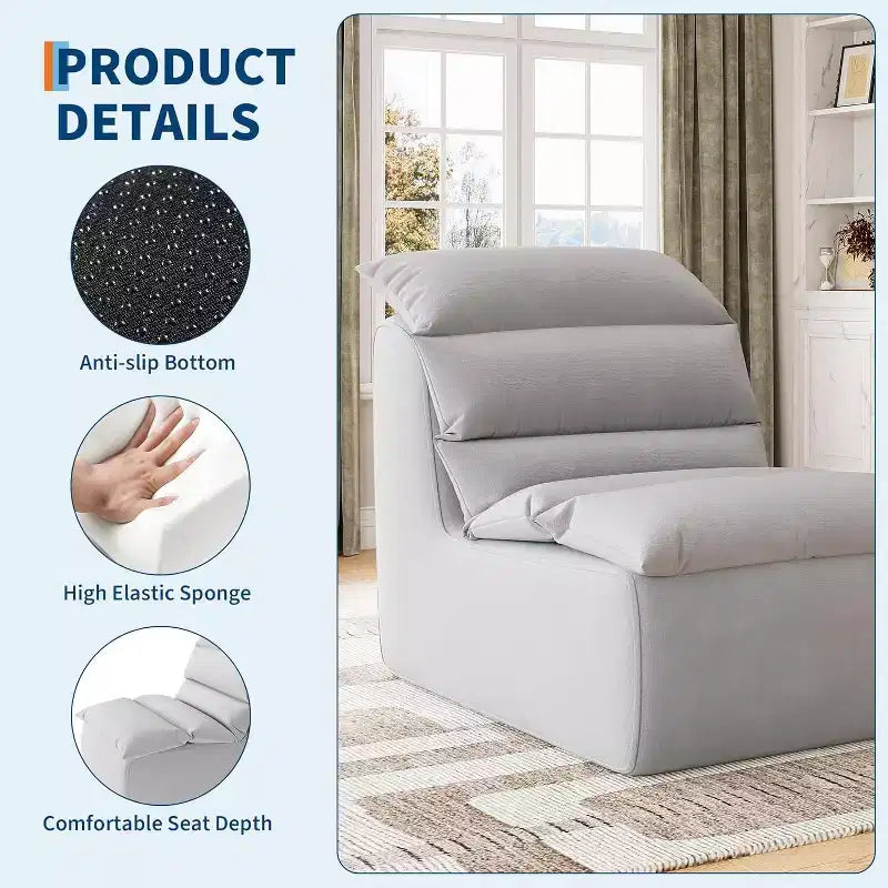 Lazy Floor Sofa with High-Resilience Foam and Non-Slip Base for Gaming, Living Room or Bedroom, Gray
