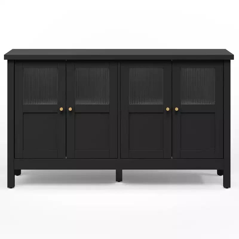 55 in. Sideboard Buffet Cabinet with Acrylic Accents and Adjustable Shelves, Wood Credenza