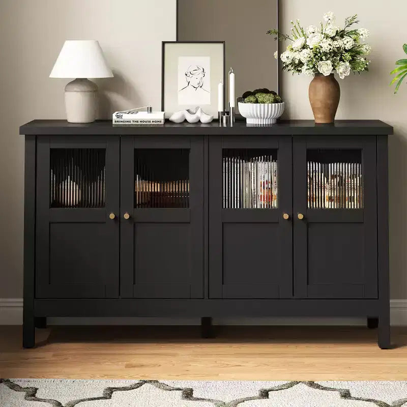 Heynemo Sideboard Buffet Cabinet with Storage, 55'' Storage Cabinet with Acrylic Accents, Accent Cabinet with Adjustable Shelves, Wood Credenza