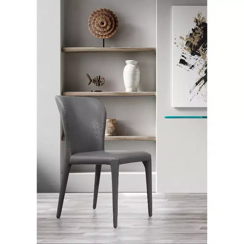 HomeStock 20 in. White Faux Leather Dining Chair Set of 1 for a designed Stylish inviting dining space
