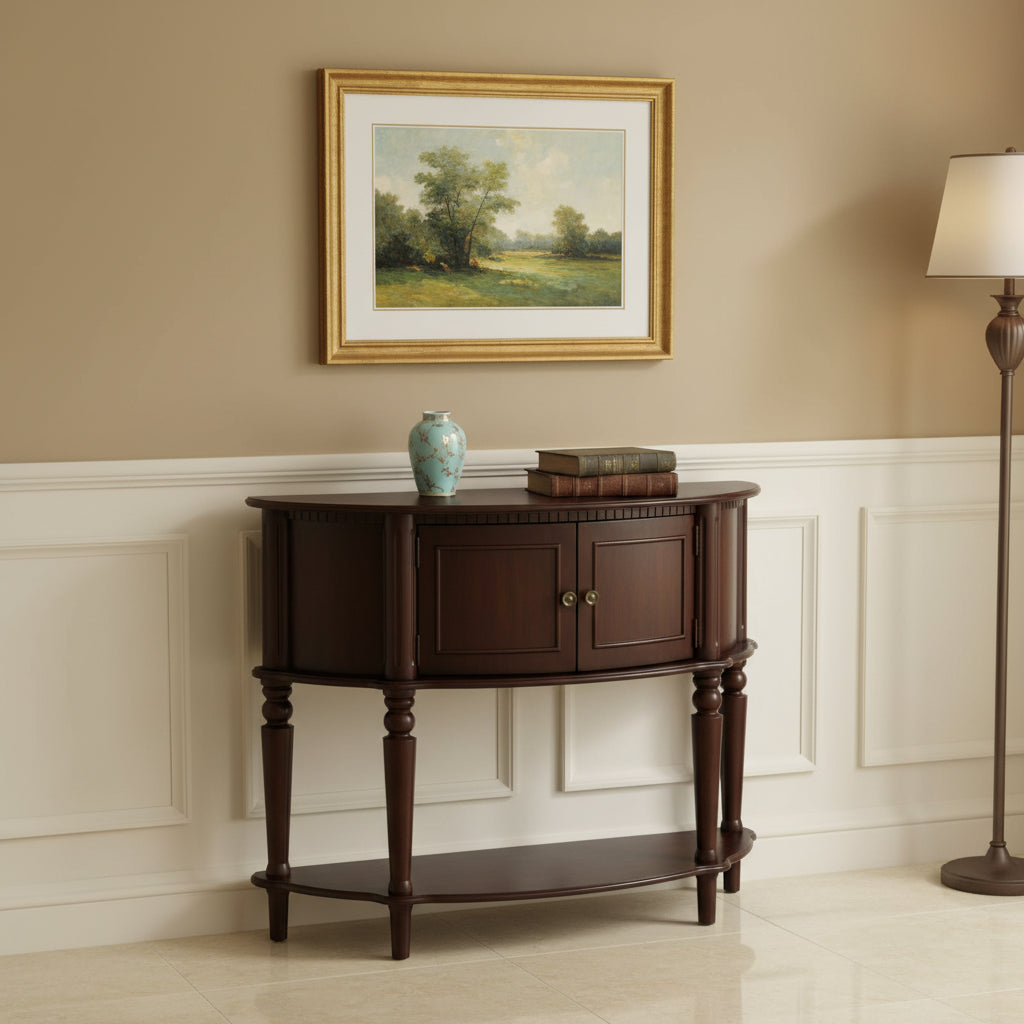Coaster,Brenda 2-door Demilune Wood Entryway Console Table Brown